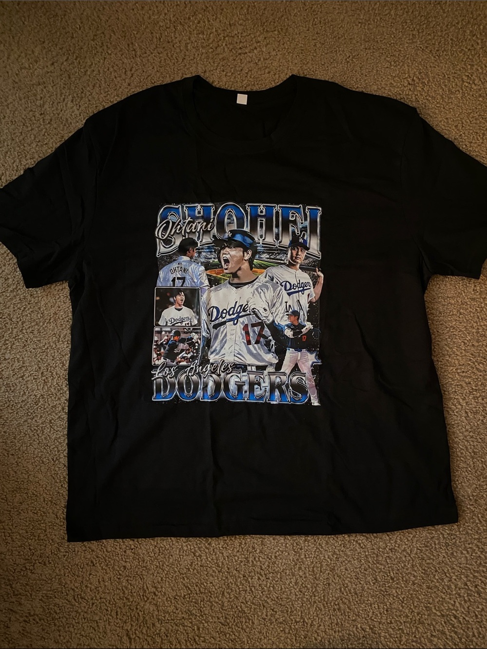 Los Angeles Dodgers Ohtani Graphic Tee - Black with Blue/White Accents